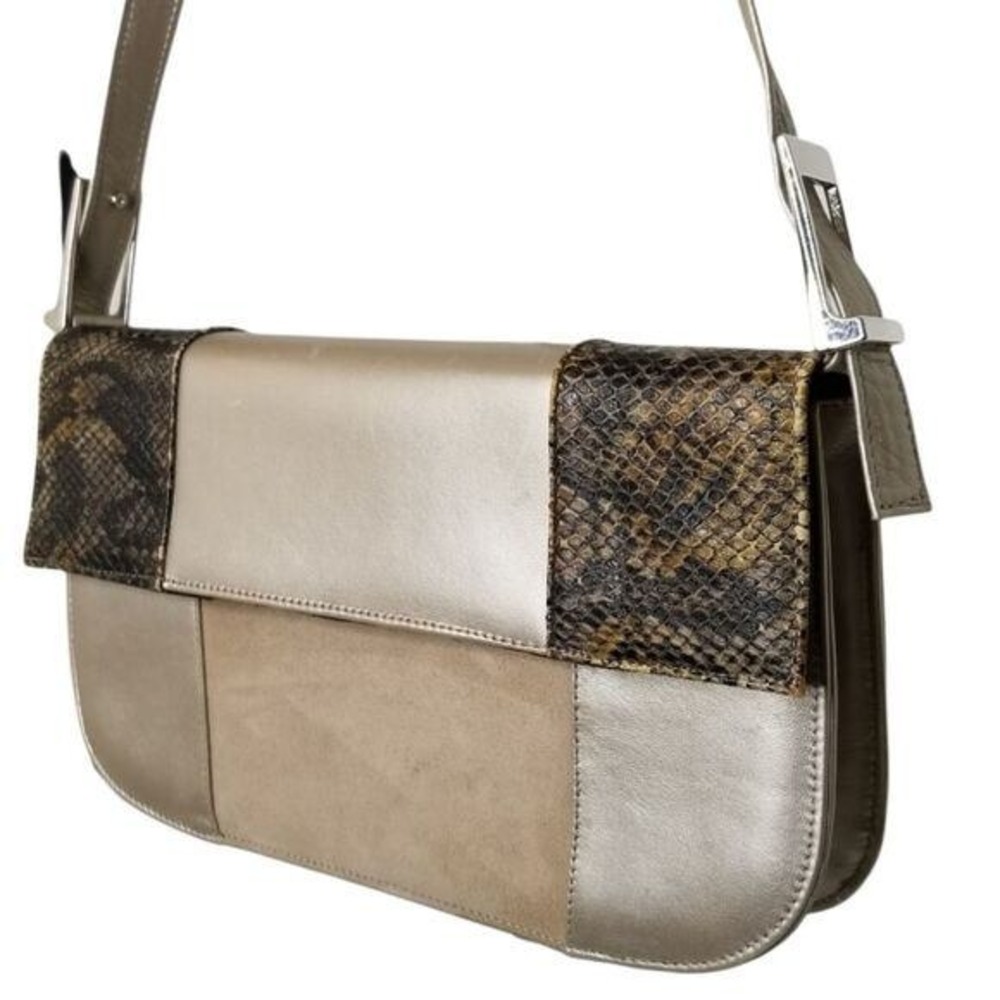Vintage Maurice Shoulder Bag Made In Spain Patchwork‎ Leather Snakeskin Y2K